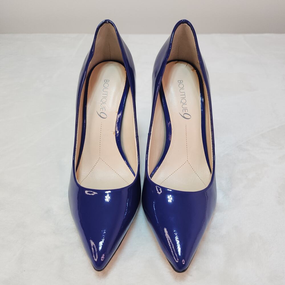 Cobalt Blue Pointed Toe Stiletto Pumps 6 Patent Leather Heel Office Siren Glossy - Picture 4 of 9